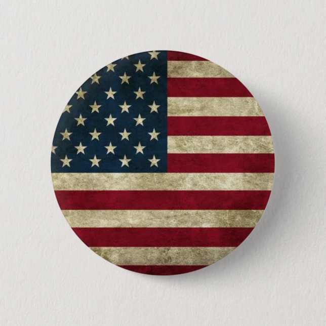 Grunge USA Flag Pinback Button (Front)