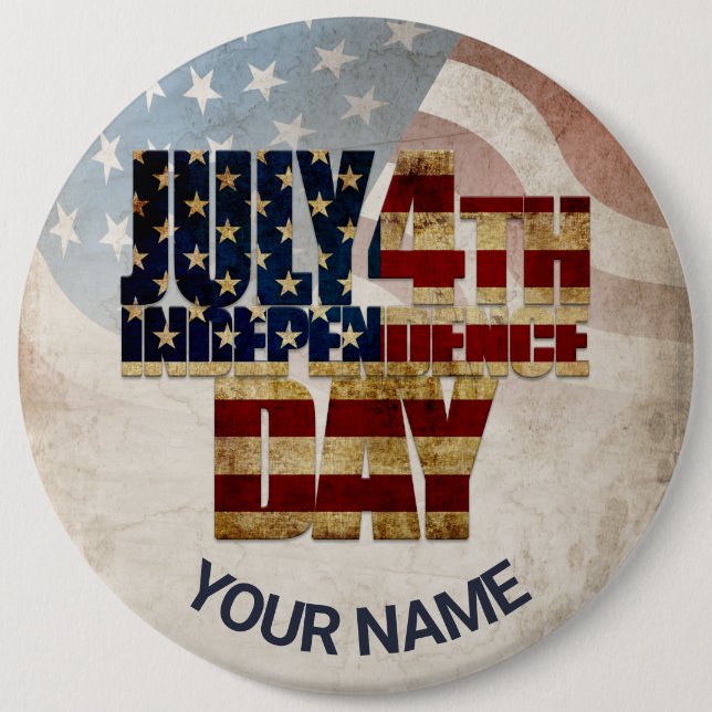 Grunge USA July 4th Independence Graphic Button (Front)