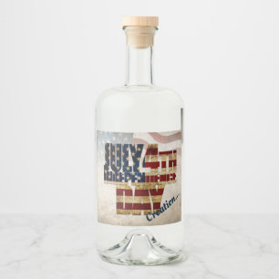 Grunge USA July 4th Independence Graphic Liquor Bottle Label