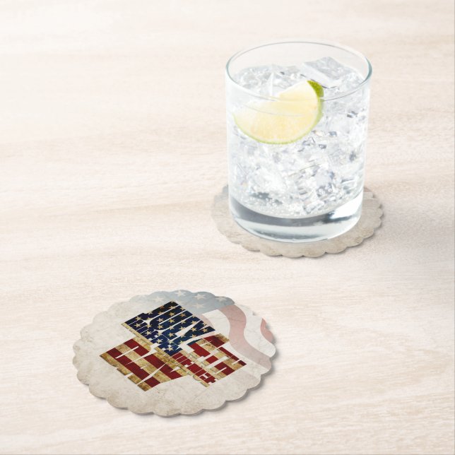 Grunge USA July 4th Independence Graphic Paper Coaster (Insitu)