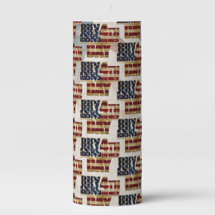 Grunge USA July 4th Independence Graphic Pillar Candle