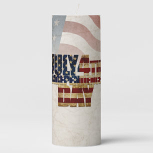 Grunge USA July 4th Independence Graphic Pillar Candle