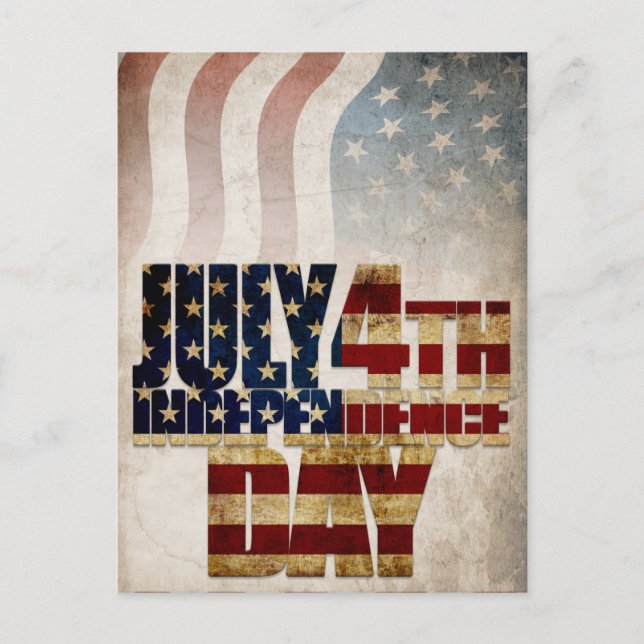 Grunge USA July 4th Independence Graphic Postcard (Front)