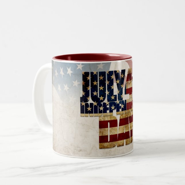 Grunge USA July 4th Independence Graphic Two-Tone Coffee Mug (Front Left)