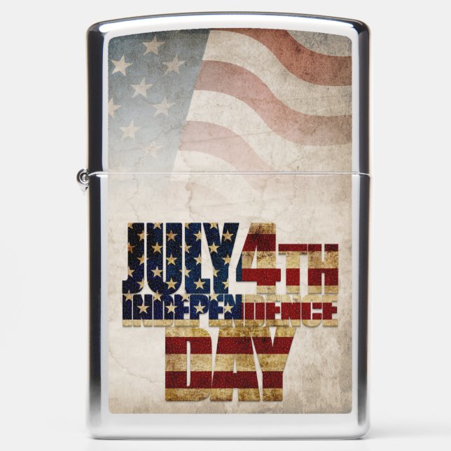 Grunge USA July 4th Independence Graphic Zippo Lighter (Front)