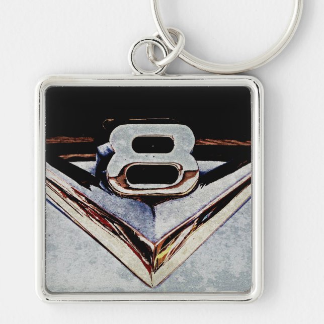 Grunge V8 Big Block Emblem Keychain (Front)