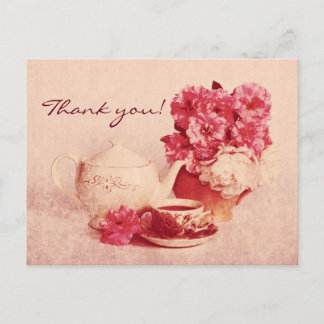 Grunge victorian vintage tea party postcard