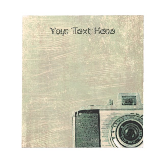 Grunge Vingtage Camera Personalized Notepad (Front)