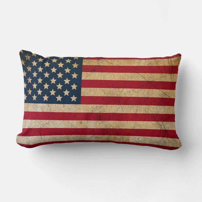 Grunge Vintage American flag USA Lumbar Pillow (Front)