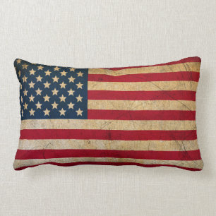 Grunge Vintage American flag USA Lumbar Pillow
