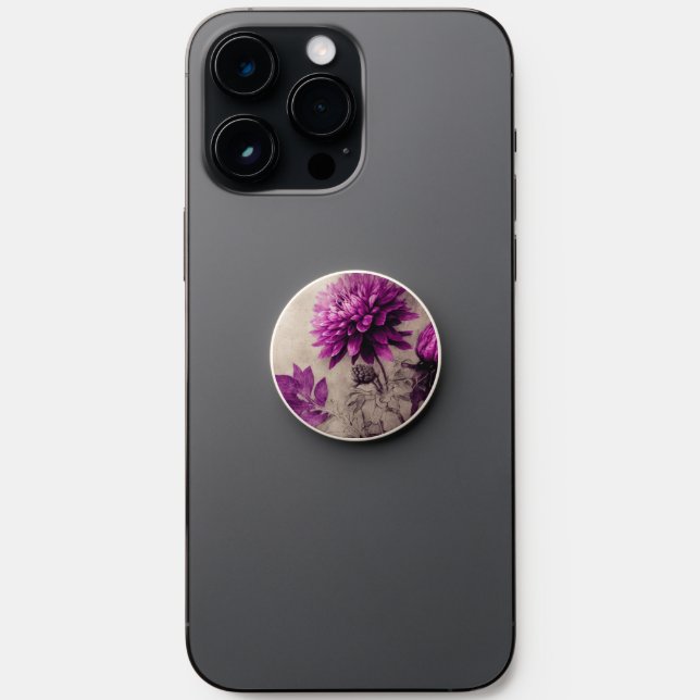 Grunge Vintage Deep Magenta Mum PopSocket (Front)
