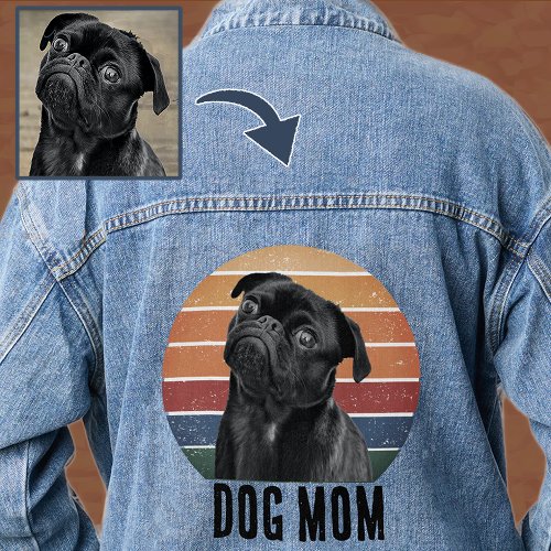Grunge Vintage Distressed Pet Photo Dog Mom Denim Jacket