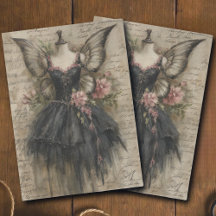 Grunge Vintage Fairy Black Ballet Art Decoupage