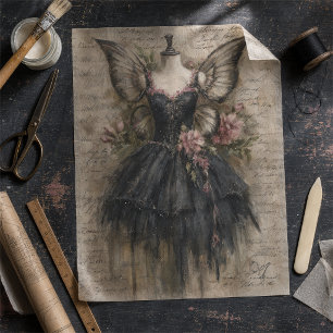 Grunge Vintage Fairy Black Ballet Art Decoupage Tissue Paper