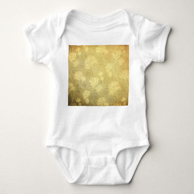 Grunge vintage flower pattern. baby bodysuit (Front)