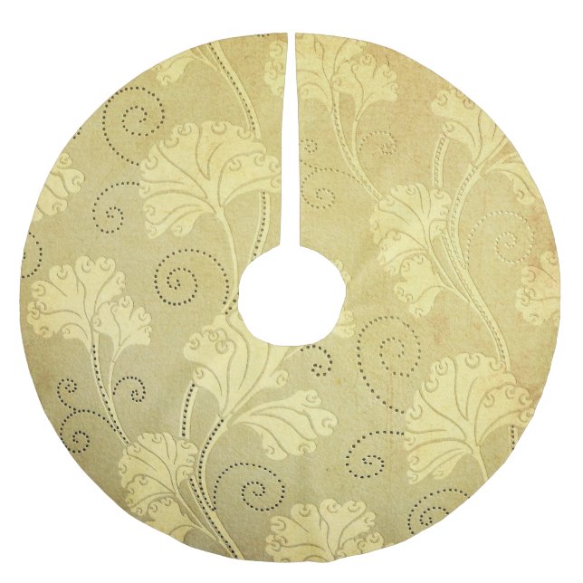 Grunge vintage flower pattern. brushed polyester tree skirt (Front)