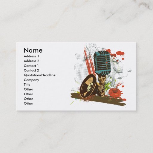 Customizable grunge vintage microphone vector business cards
