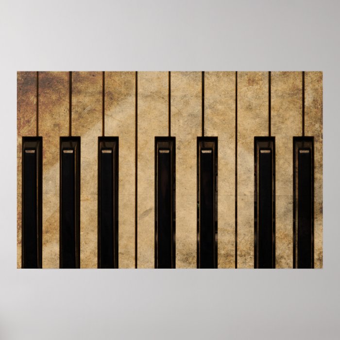 Grunge vintage piano print