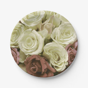 Grunge vintage retro roses photo flowers floral se paper plates