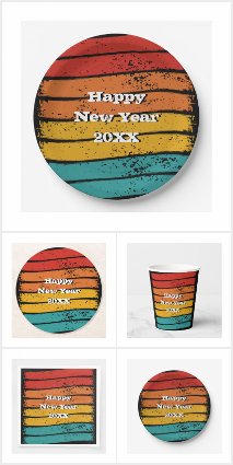 Grunge Vintage Retro Sunset Happy New Year 20xx