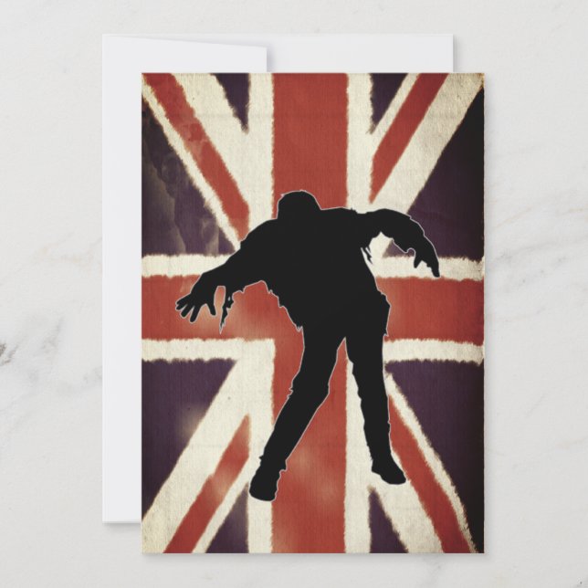 Grunge Vintage Union Jack Zombie Party Invitation (Front)