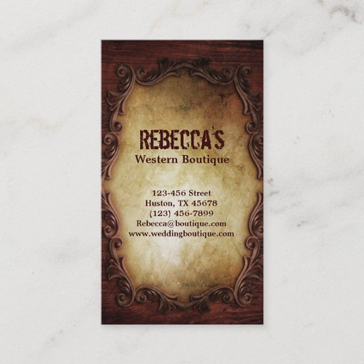 Customizable Sophisticated Elegant western vintage boutique Business Card Templates