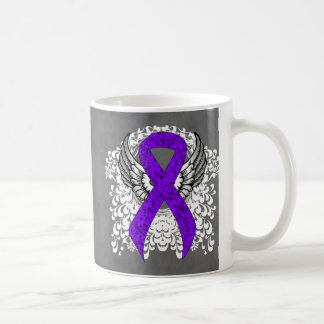 Grunge Violet Ribbon Wings, Hodgkin's lymphoma Coffee Mug