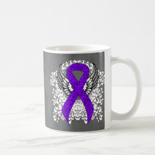 Grunge Violet Ribbon Wings Hodgkins lymphoma Coffee Mug