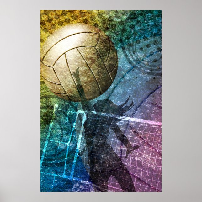 Grunge Volleyball Poster (Front)