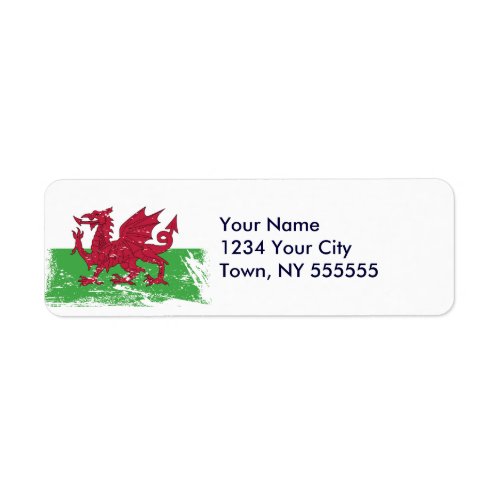 Grunge Wales Flag Label