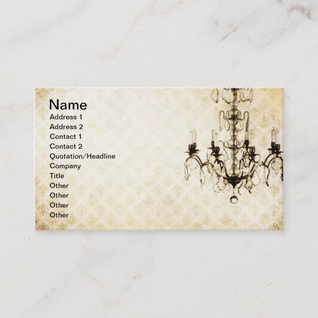 Grunge Wallpaper Chandelier 11 Business Card (Front)