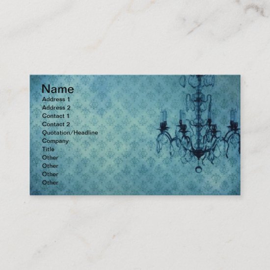 Grunge Wallpaper Chandelier Blue Background Business Card