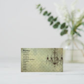 Grunge Wallpaper Chandelier Sage Background Business Card (Standing Front)