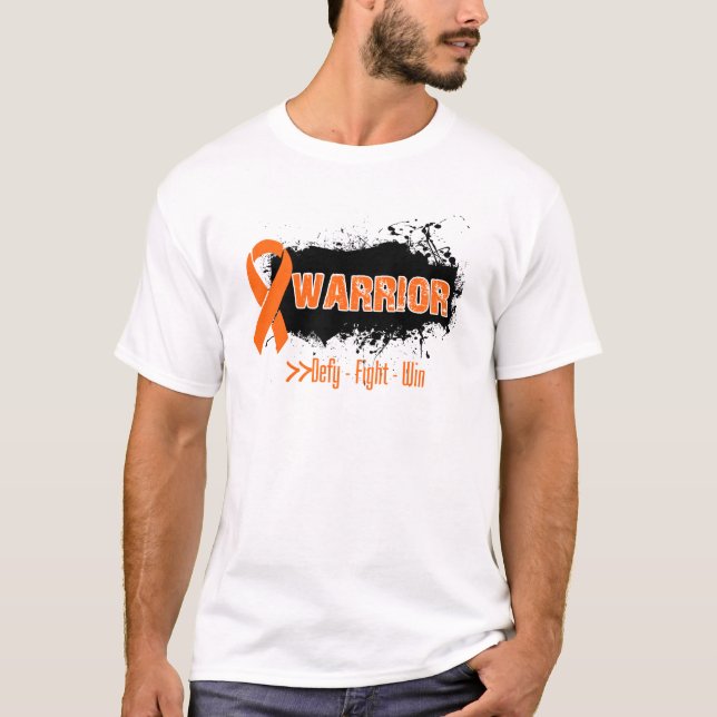 Grunge - WARRIOR - (Orange) Kidney Cancer T-Shirt (Front)