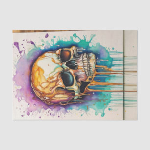 Grunge Watercolor Graffiti Skull Decoupage Tissue Paper