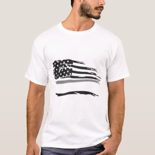 Grunge Wavy Officers Grey Line Flag T-Shirt