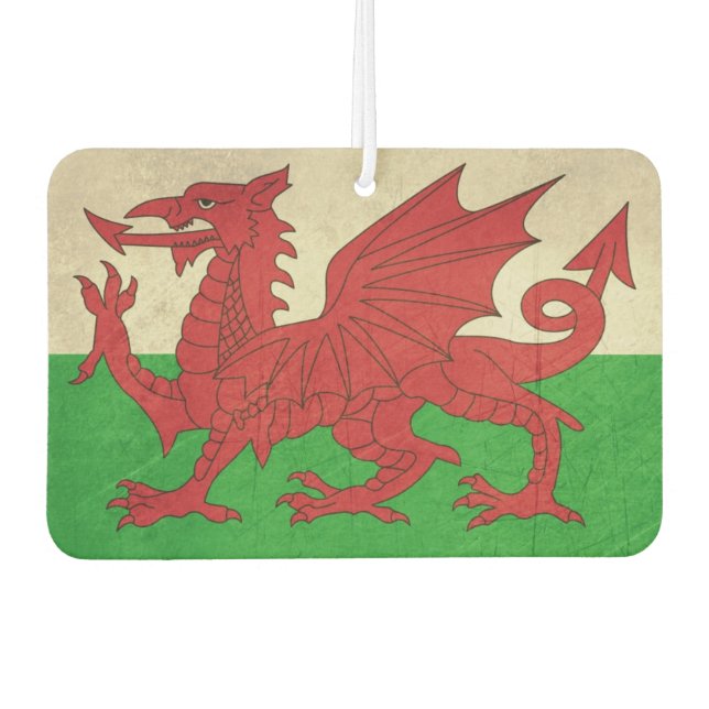 Grunge Welsh Dragon flag illustration Air Freshener (Front)