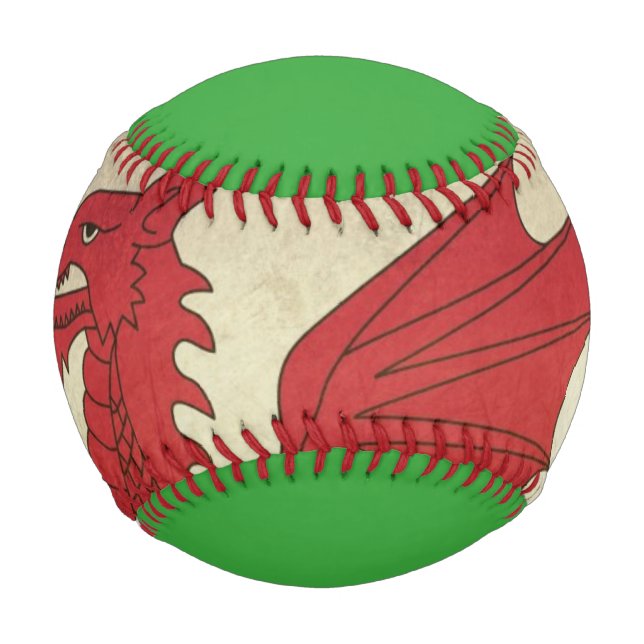 Grunge Welsh Dragon flag illustration Baseball (Front)