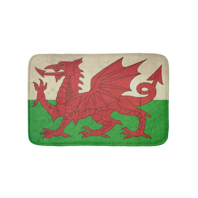 Grunge Welsh Dragon flag illustration Bathroom Mat (Front)