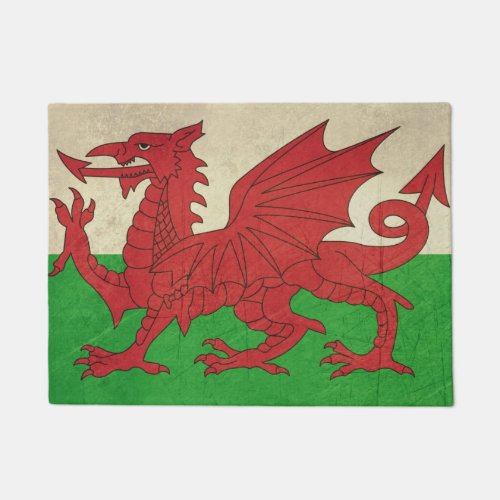 Grunge Welsh Dragon flag illustration Doormat