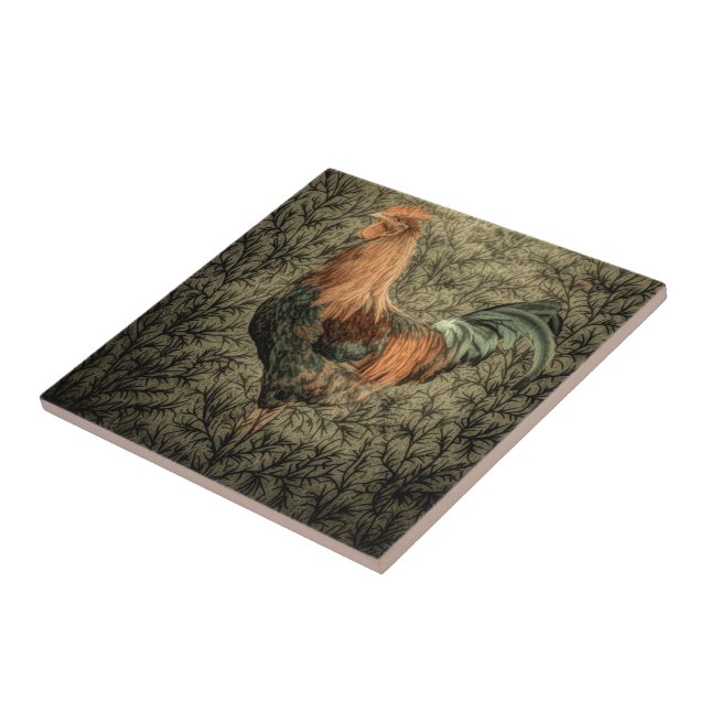 Grunge western country farm chicken rustic rooster tile (Side)