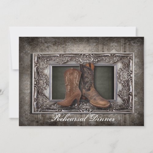 elegant vintage Cowboy Boots Country wedding Personalized Announcement