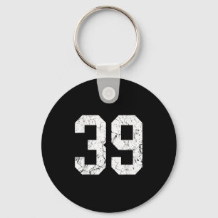 Grunge White Number Jersey Uniform Player Fan Keychain