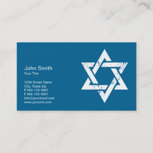 Grunge White Star of David Business Card Template
