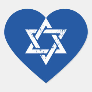 Grunge White Star of David Heart Sticker