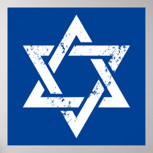 Grunge White Star of David Poster