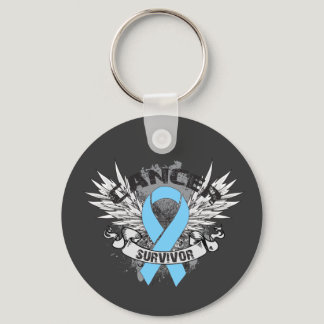 Grunge Winged Ribbon Prostate Cancer Survivor Keychain