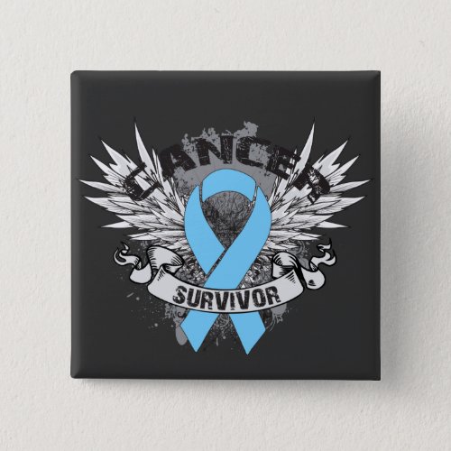 Grunge Winged Ribbon Prostate Cancer Survivor Pinback Button