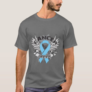 Grunge Winged Ribbon Prostate Cancer Survivor T-Shirt