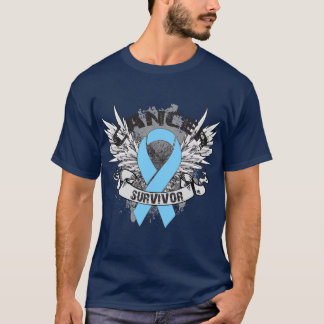 Grunge Winged Ribbon Prostate Cancer Survivor T-Shirt